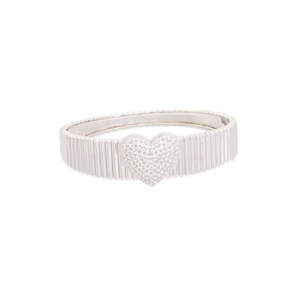 Juvell 18K Plated Cz Heart Goose Bangle Bracelet
